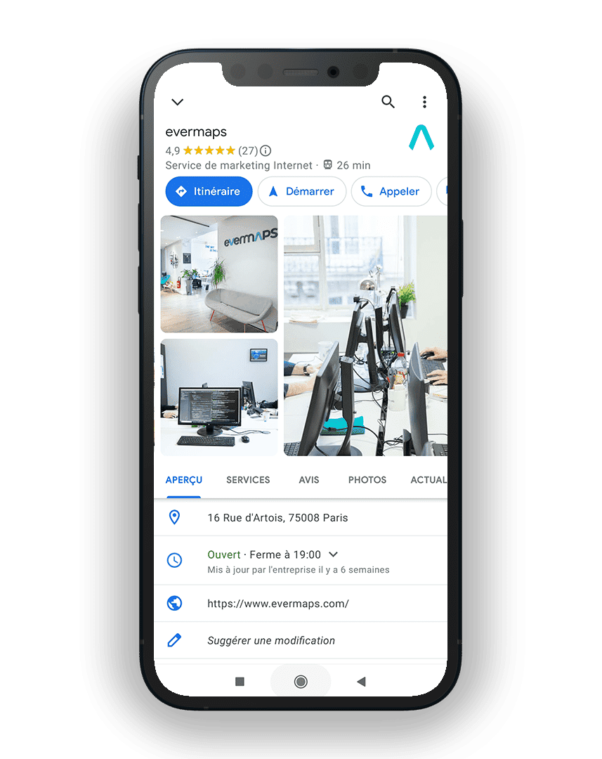 La fiche Google Business Profile evermaps